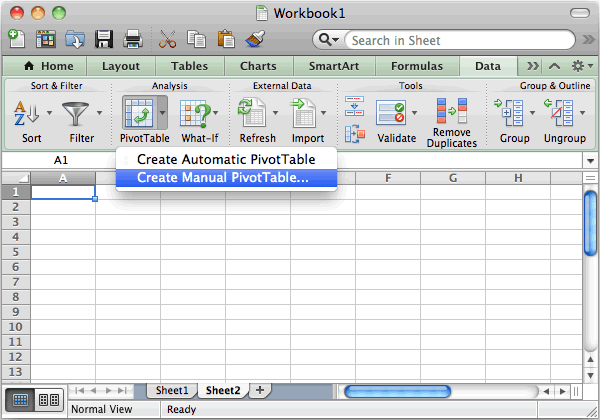 how to create a database in excel 2011 for mac